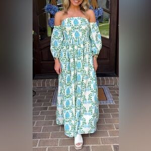 Anthropologie hydrangea maxi dress